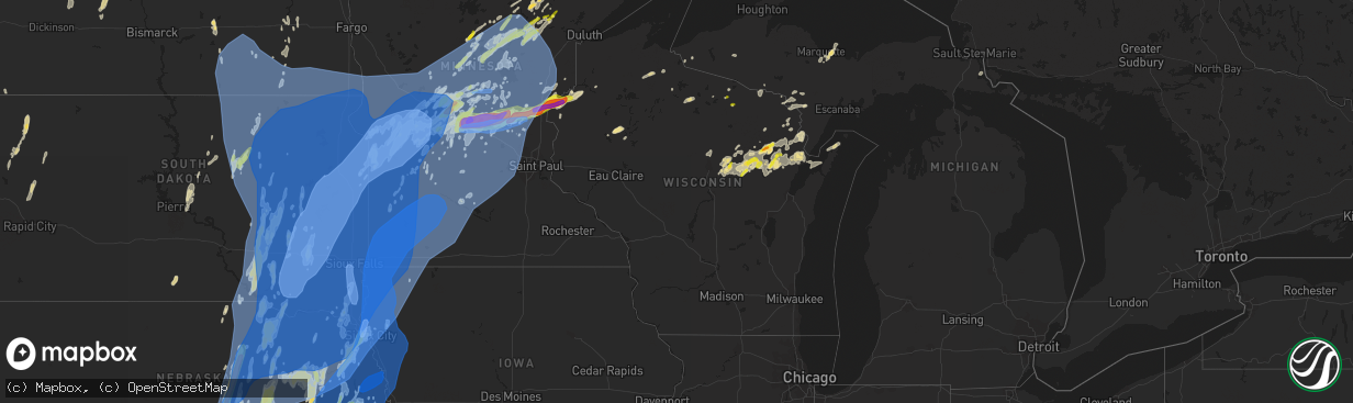 Hail map in Wisconsin on May 12, 2022