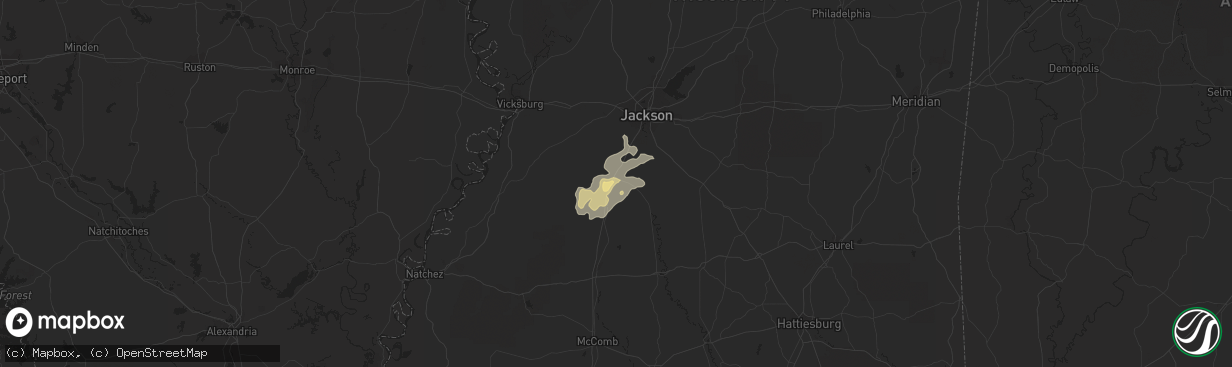 Hail map in Crystal Springs, MS on May 12, 2023