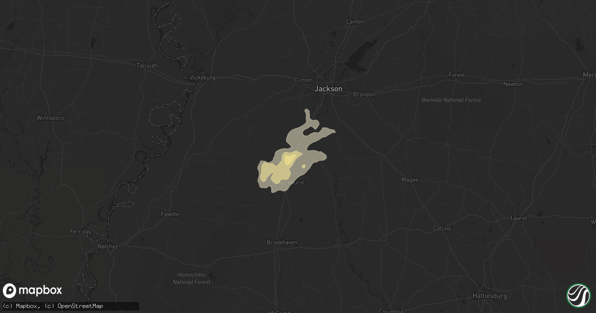 Hail map in Crystal Springs, MS on May 12, 2023