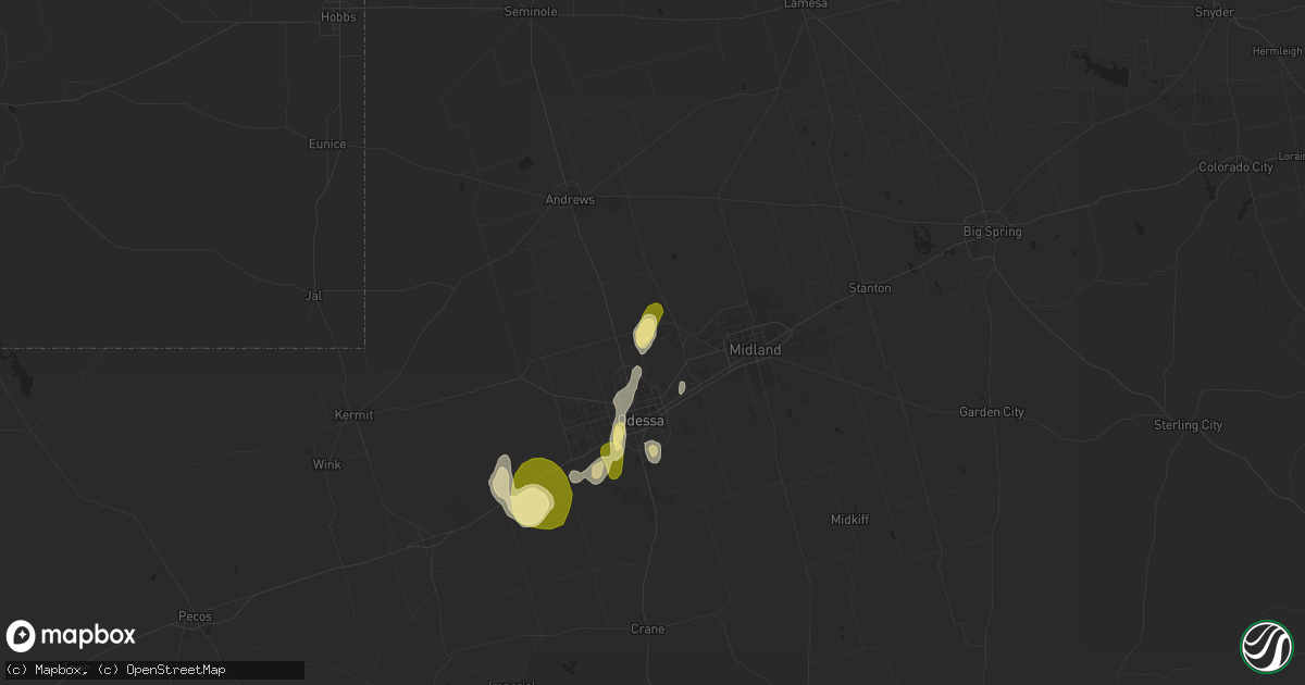 Hail map in Gardendale, TX on May 12, 2023