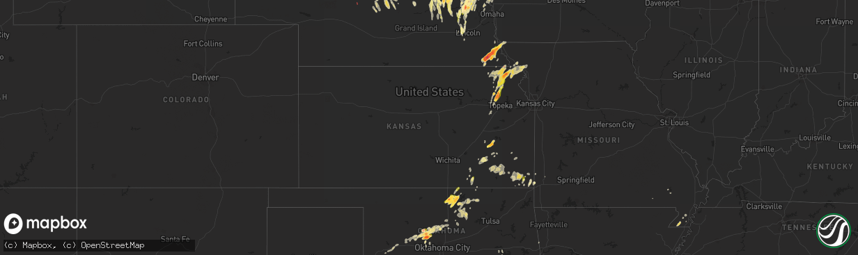 Hail map in Kansas on May 12, 2023
