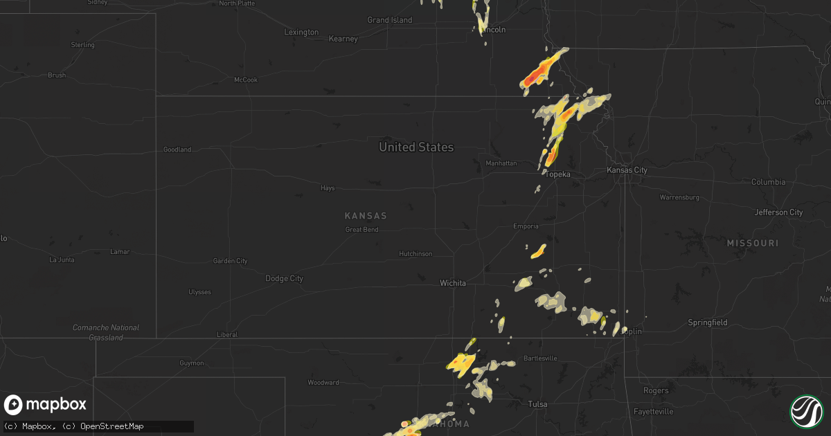 Hail map in Kansas on May 12, 2023