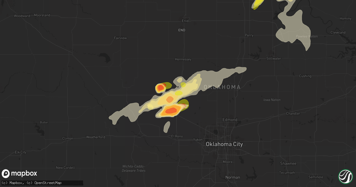 Hail map in Kingfisher, OK on May 12, 2023