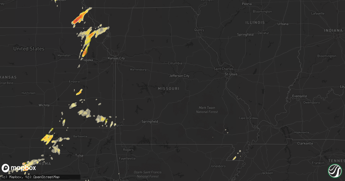 Hail map in Missouri on May 12, 2023