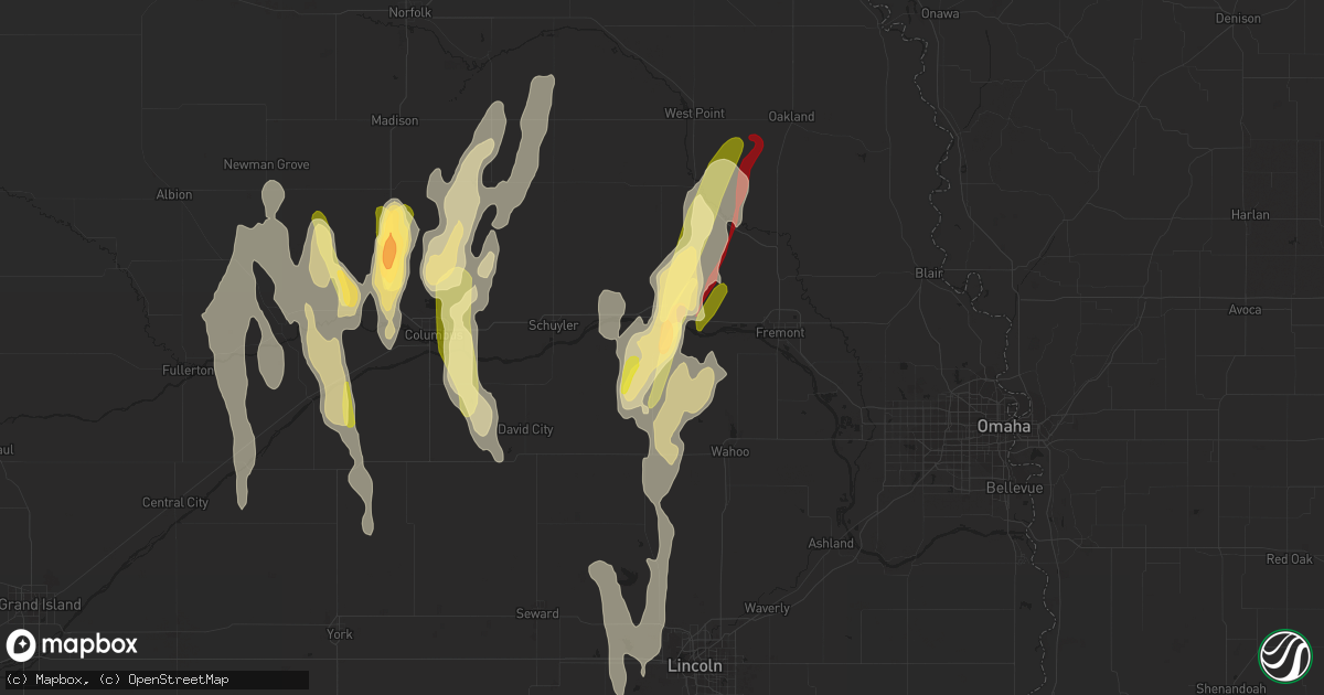 Hail map in Morse Bluff, NE on May 12, 2023