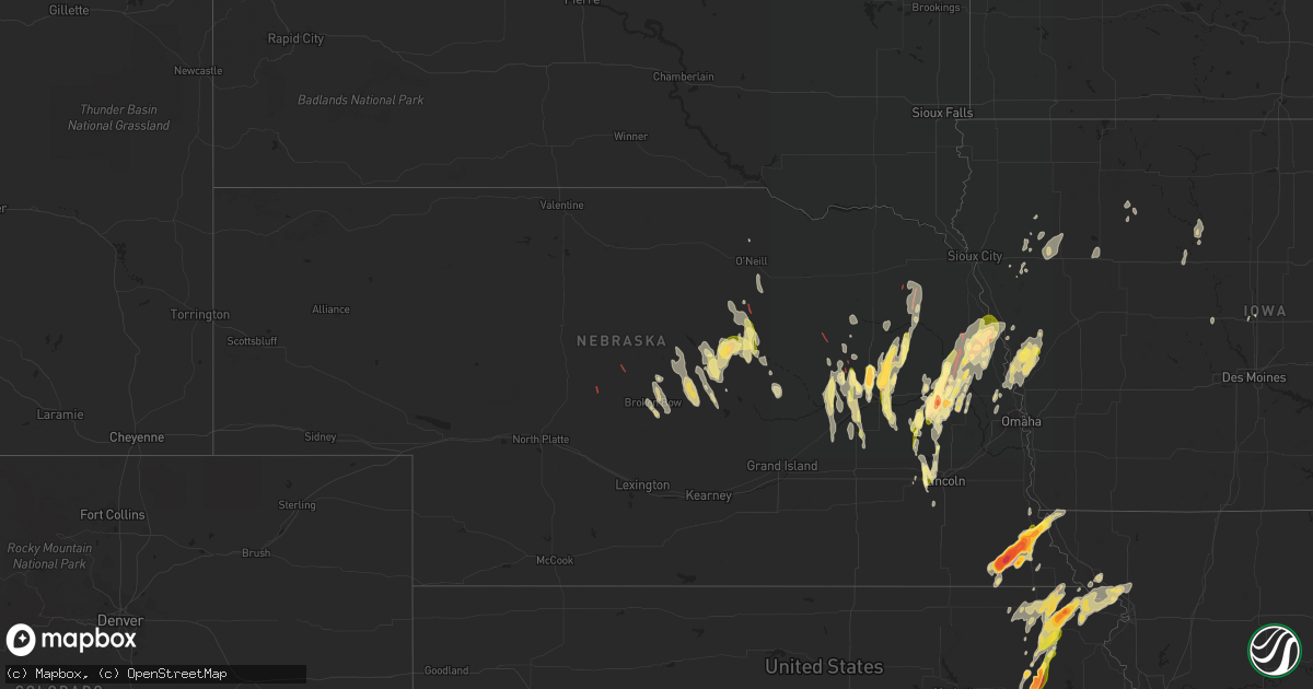 Hail map in Nebraska on May 12, 2023