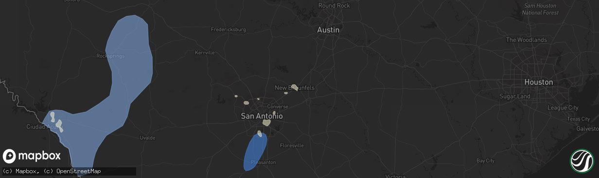 Hail map in New Braunfels, TX on May 12, 2023