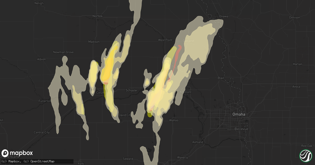 Hail map in North Bend, NE on May 12, 2023