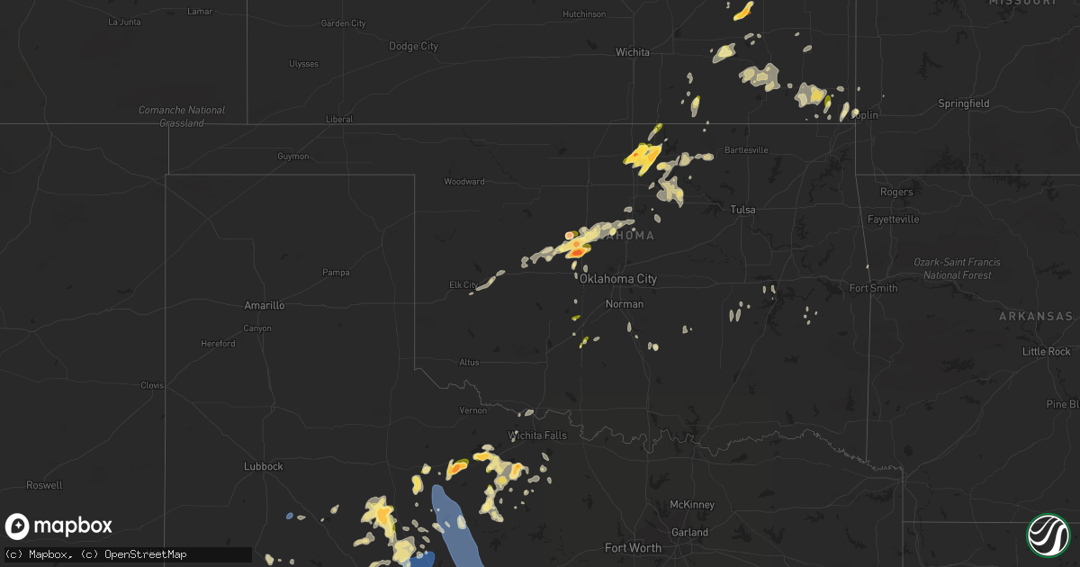 Hail map in Oklahoma on May 12, 2023