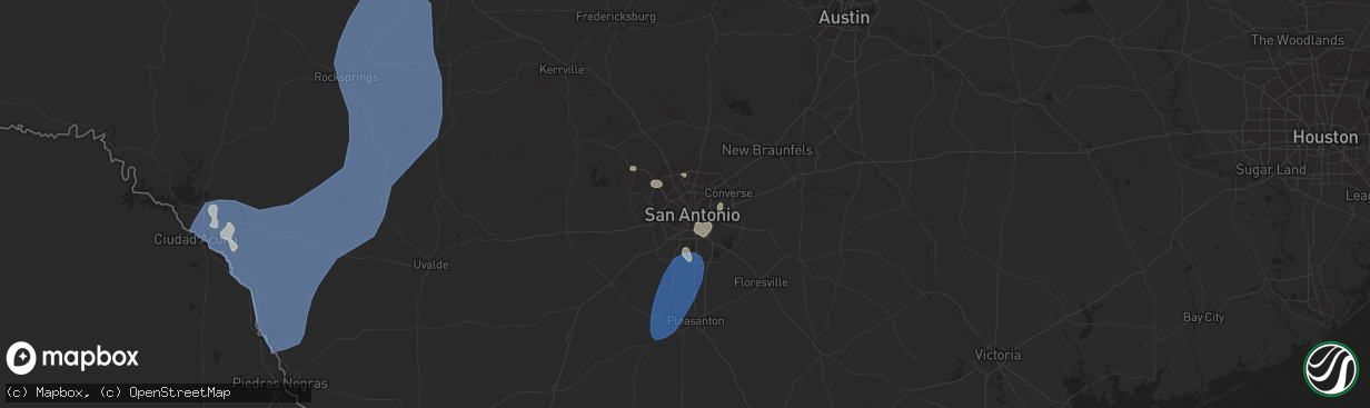 Hail map in San Antonio, TX on May 12, 2023