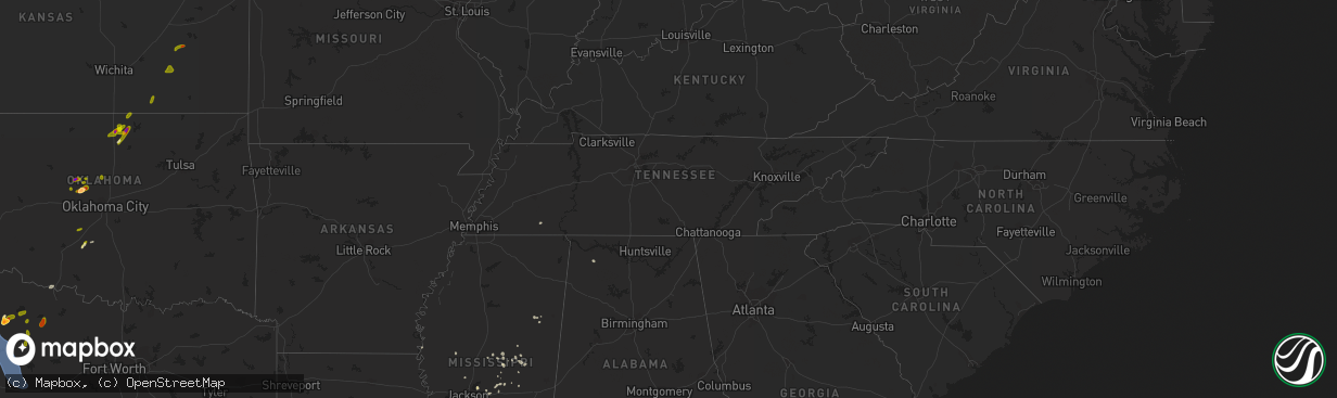 Hail map in Tennessee on May 12, 2023