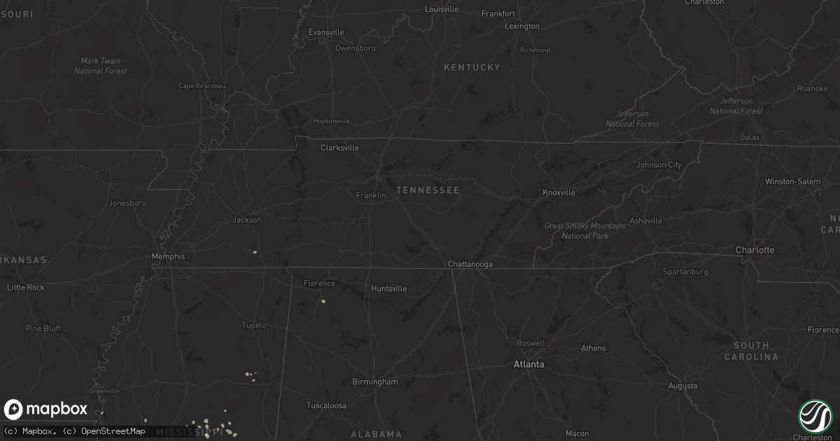 Hail map in Tennessee on May 12, 2023