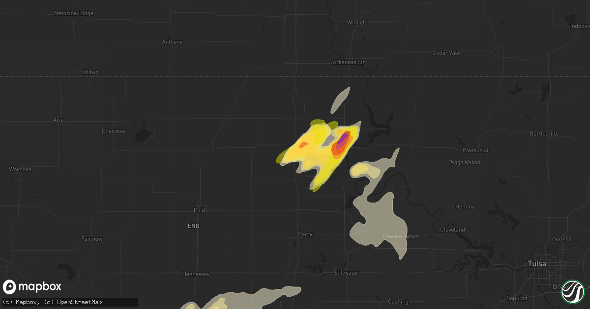 Hail map in Tonkawa, OK on May 12, 2023