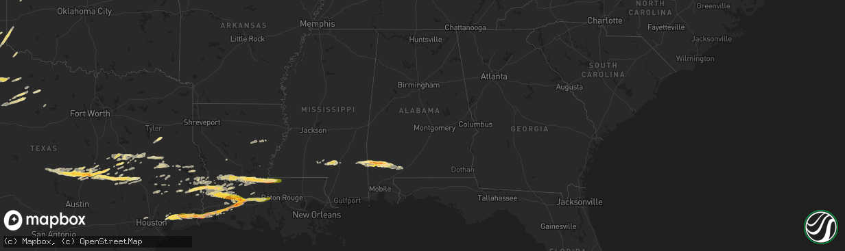 Hail map in Alabama on May 12, 2024