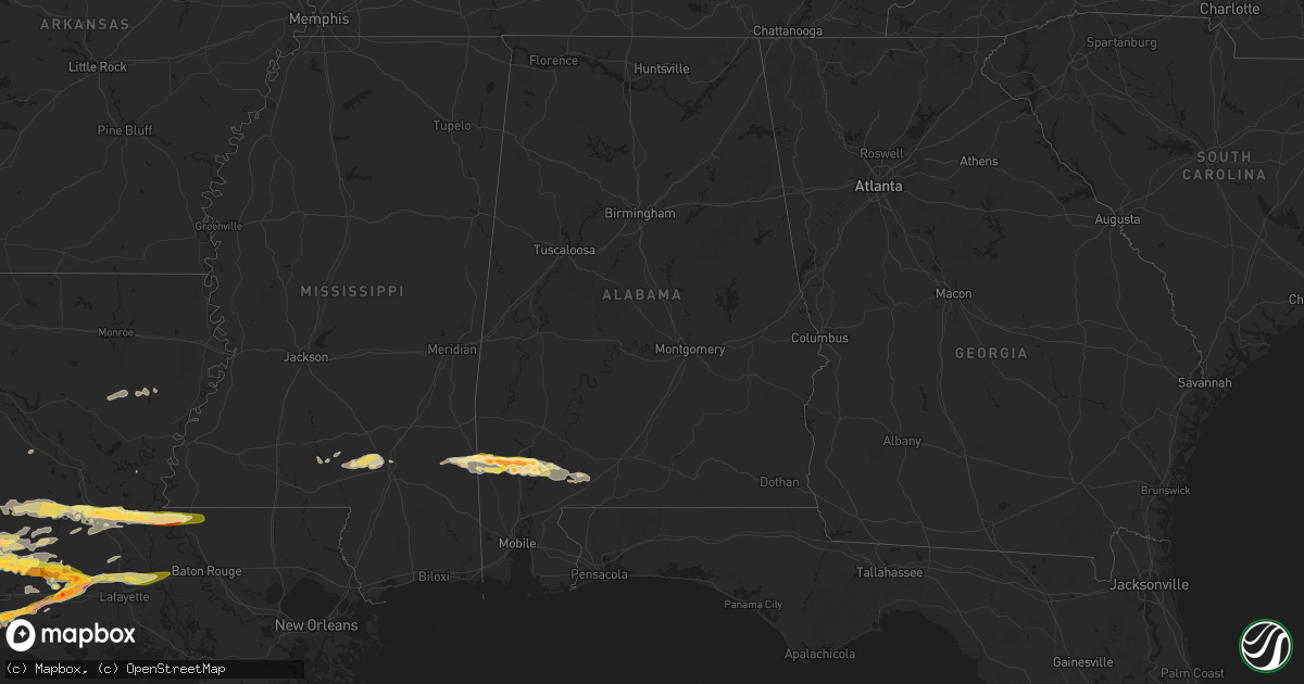 Hail map in Alabama on May 12, 2024
