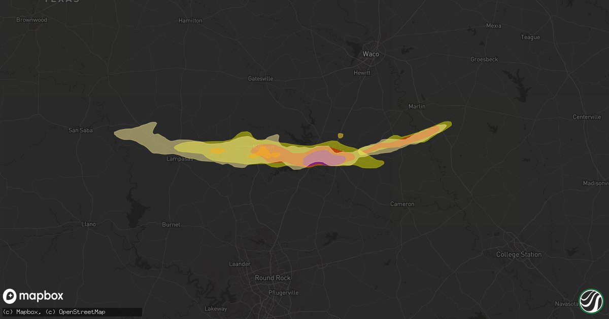 Hail map in Belton, TX on May 12, 2024