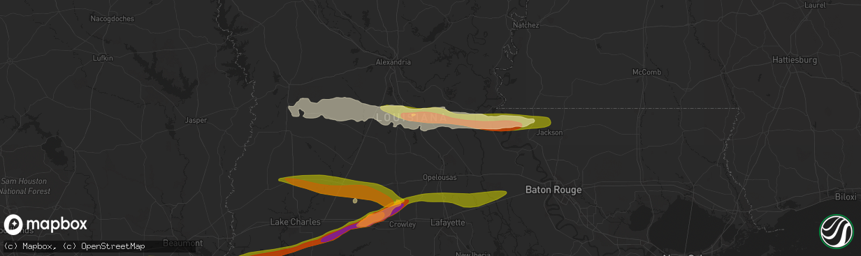 Hail map in Bunkie, LA on May 12, 2024