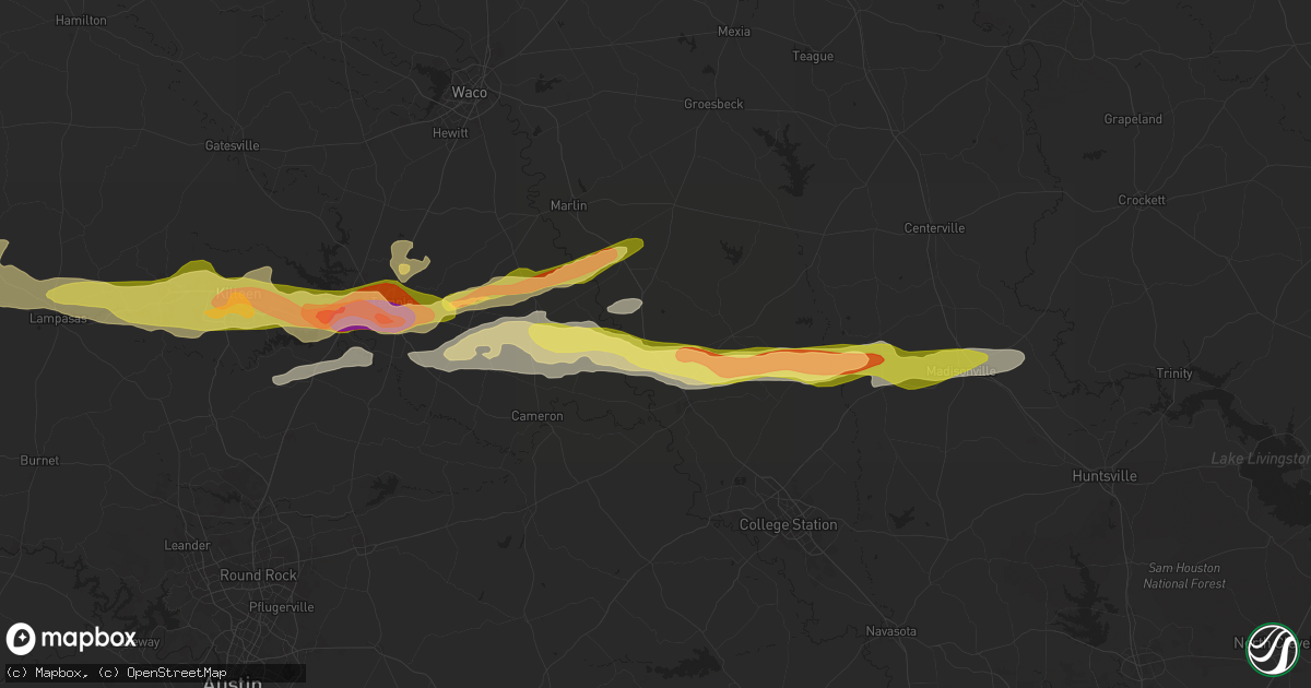 Hail map in Calvert, TX on May 12, 2024