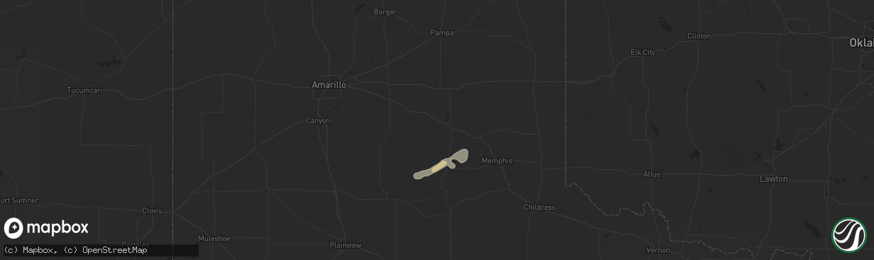 Hail map in Clarendon, TX on May 12, 2024