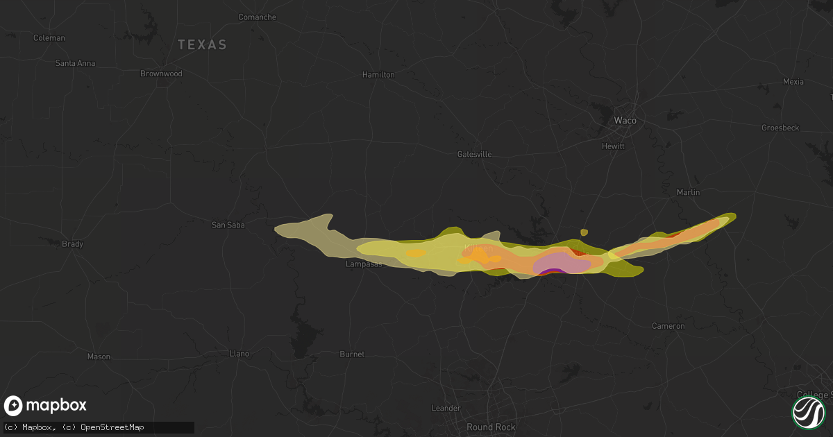 Hail map in Copperas Cove, TX on May 12, 2024