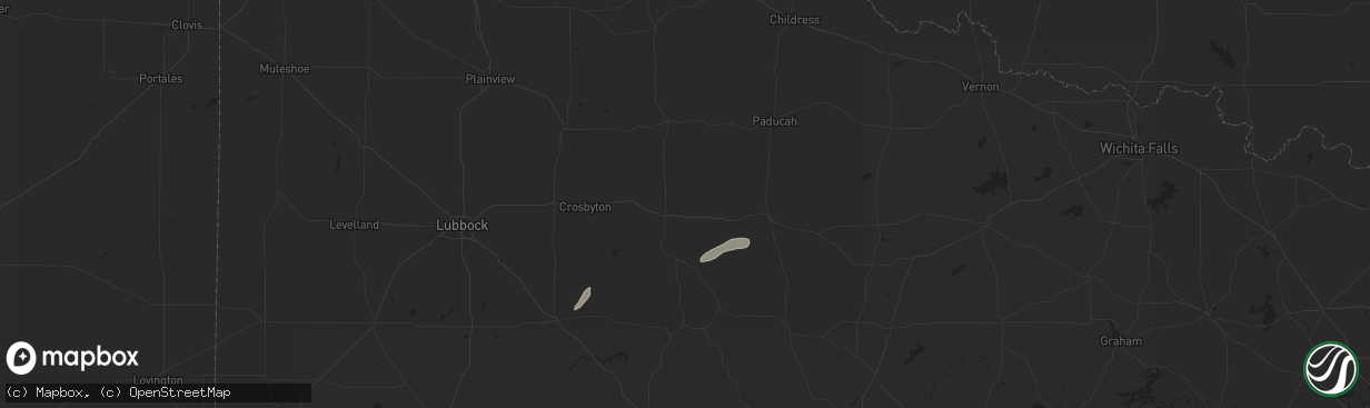 Hail map in Dickens, TX on May 12, 2024