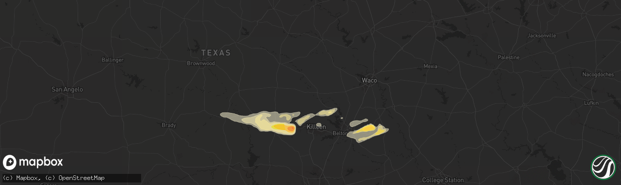 Hail map in Gatesville, TX on May 12, 2024