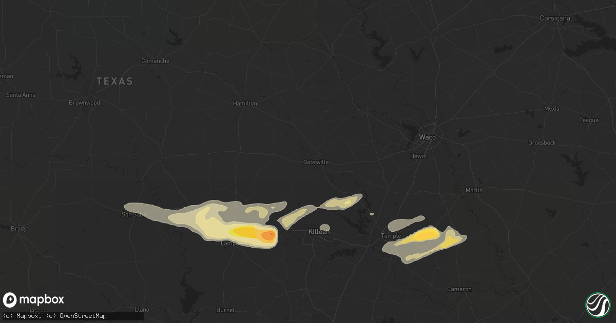 Hail map in Gatesville, TX on May 12, 2024