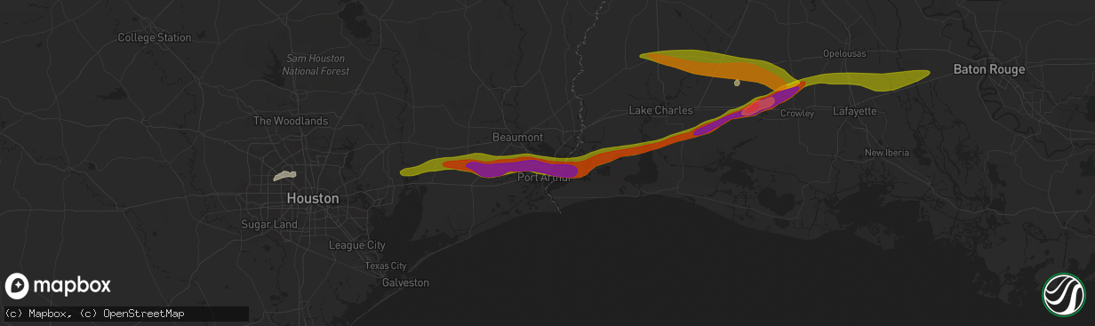 Hail map in Groves, TX on May 12, 2024