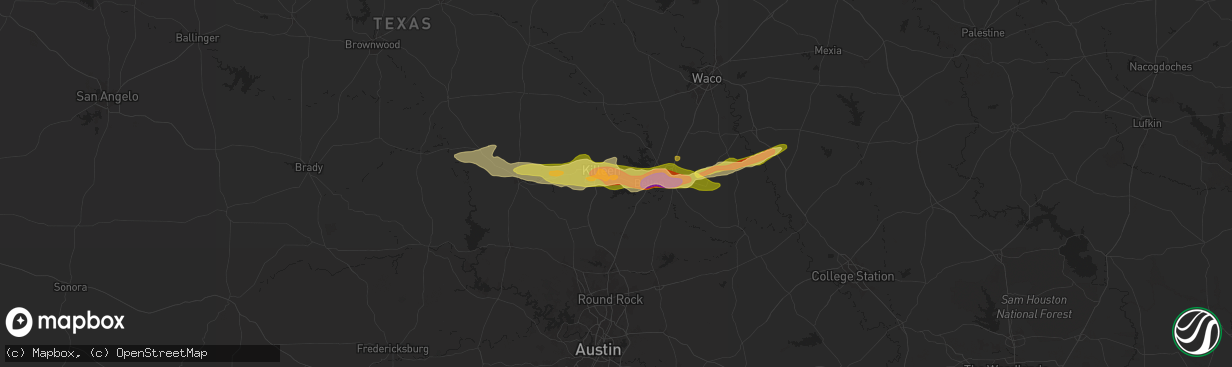 Hail map in Harker Heights, TX on May 12, 2024