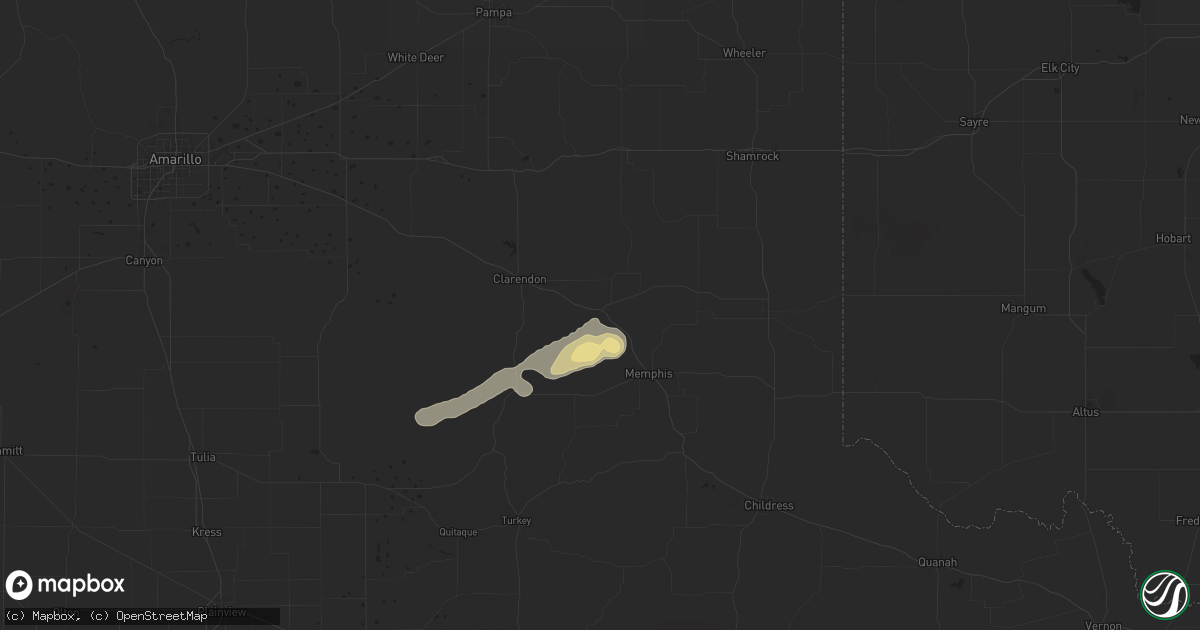 Hail map in Hedley, TX on May 12, 2024
