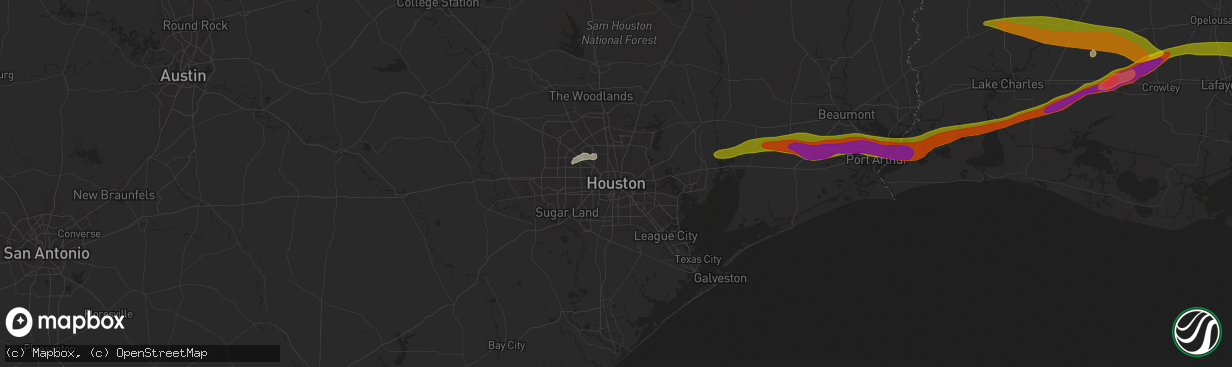 Hail map in Houston, TX on May 12, 2024