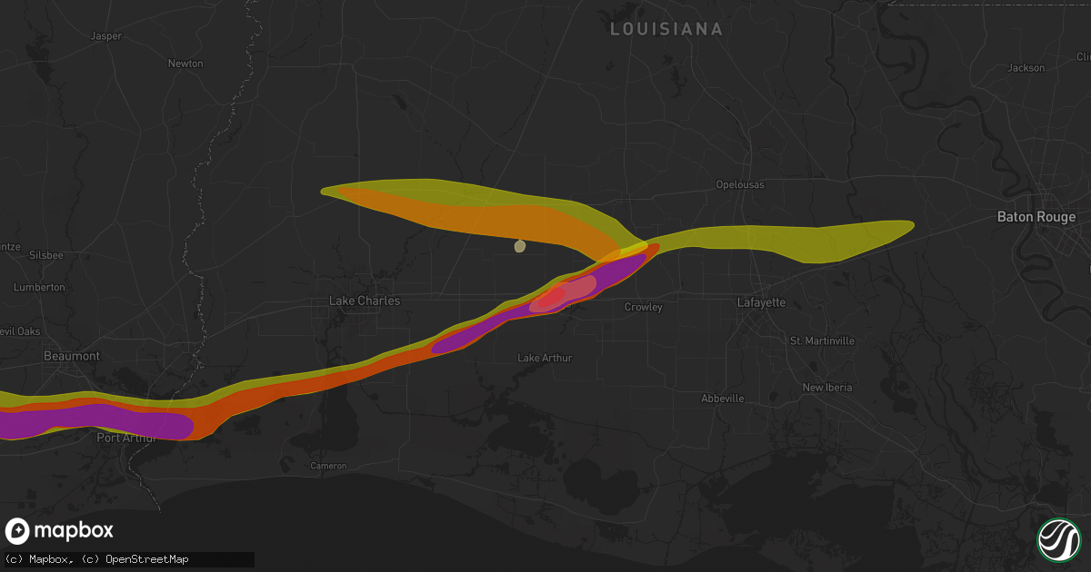 Hail map in Jennings, LA on May 12, 2024