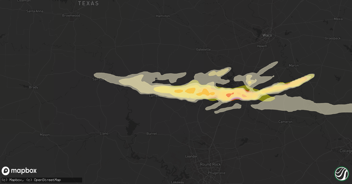 Hail map in Kempner, TX on May 12, 2024