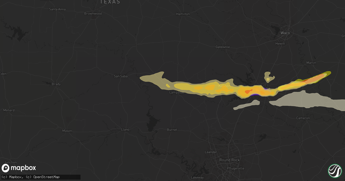 Hail map in Lampasas, TX on May 12, 2024