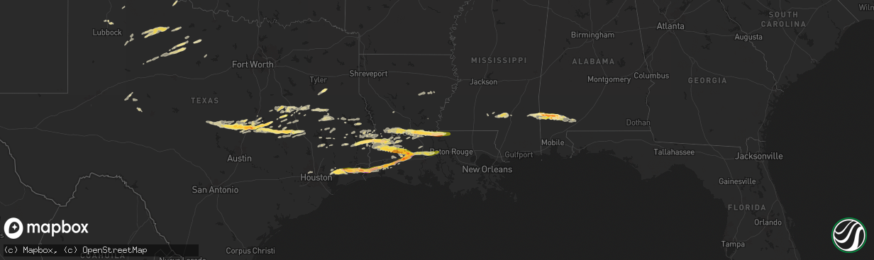 Hail map in Louisiana on May 12, 2024