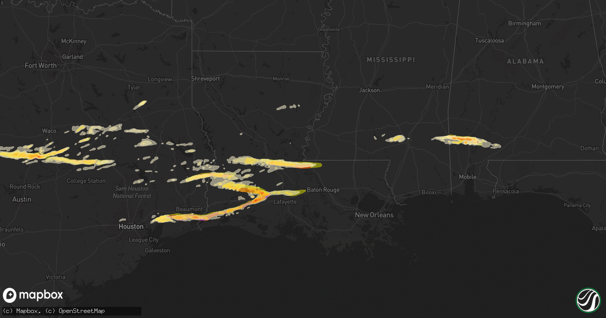 Hail map in Louisiana on May 12, 2024