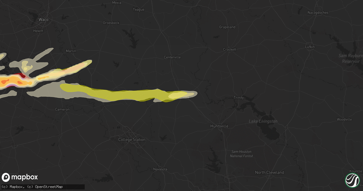Hail map in Madisonville, TX on May 12, 2024