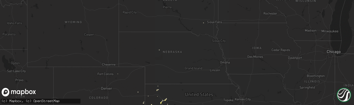 Hail map in Nebraska on May 12, 2024