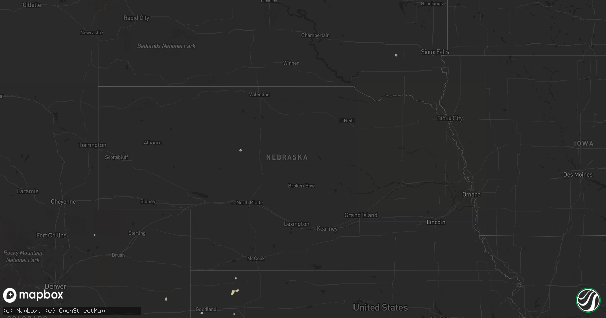 Hail map in Nebraska on May 12, 2024