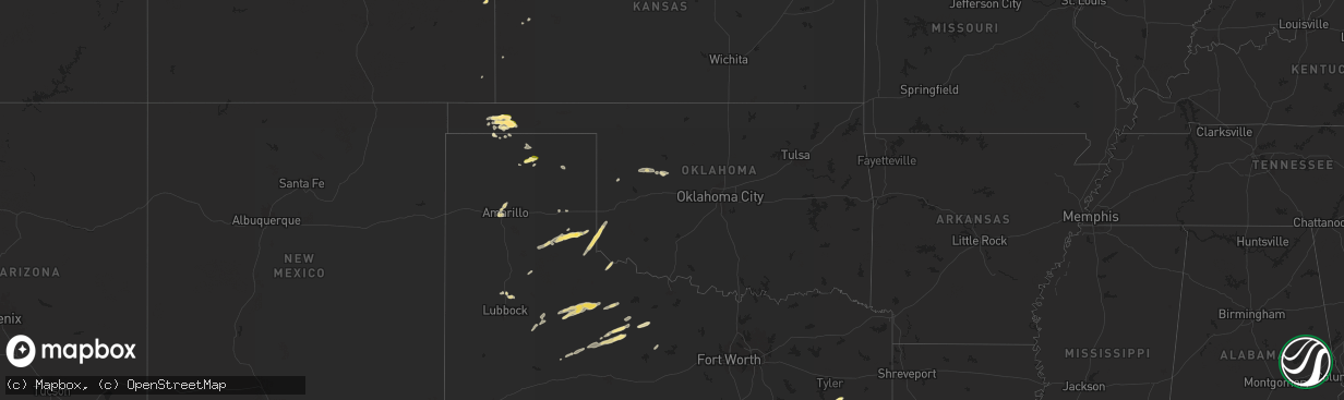 Hail map in Oklahoma on May 12, 2024