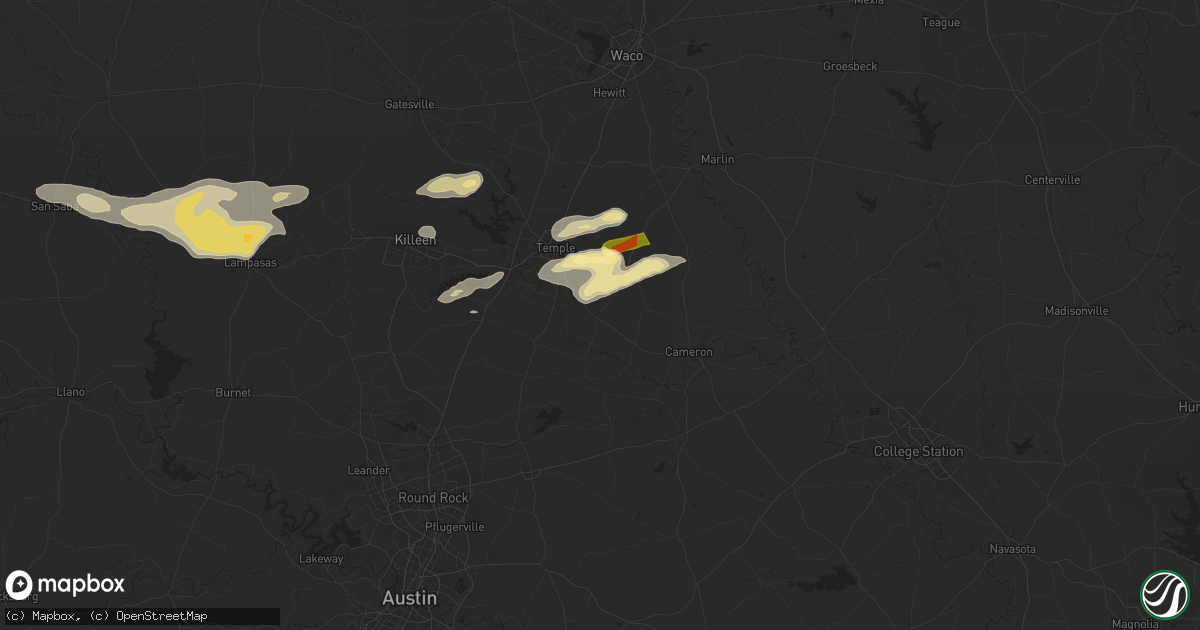 Hail map in Rogers, TX on May 12, 2024