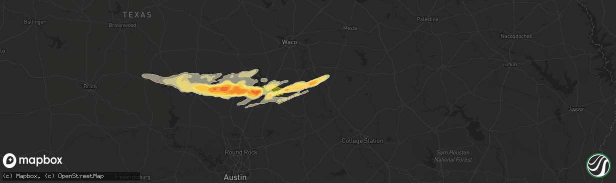 Hail map in Rosebud, TX on May 12, 2024