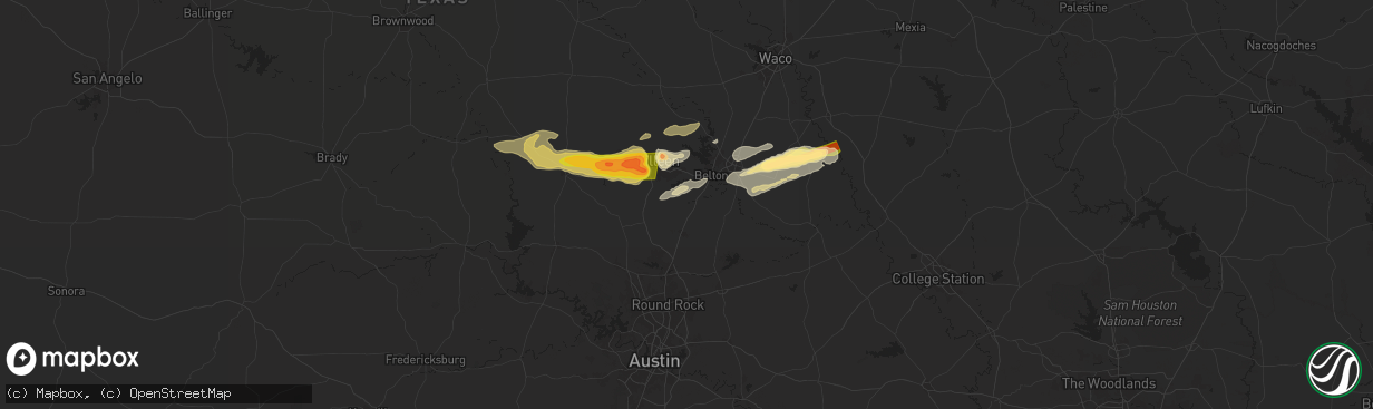 Hail map in Salado, TX on May 12, 2024