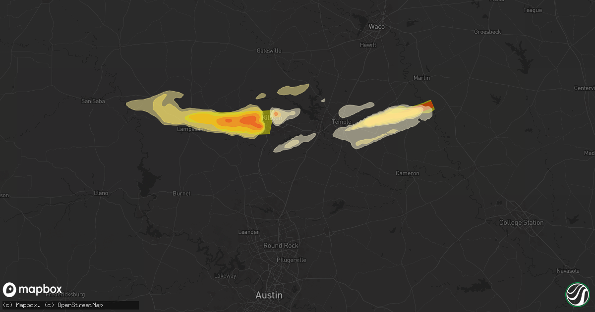 Hail map in Salado, TX on May 12, 2024