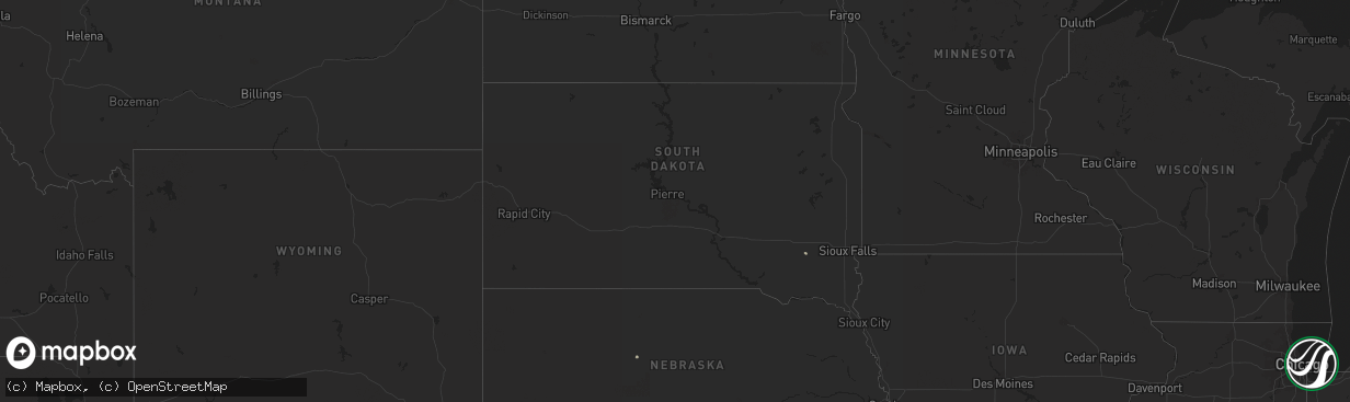 Hail map in South Dakota on May 12, 2024