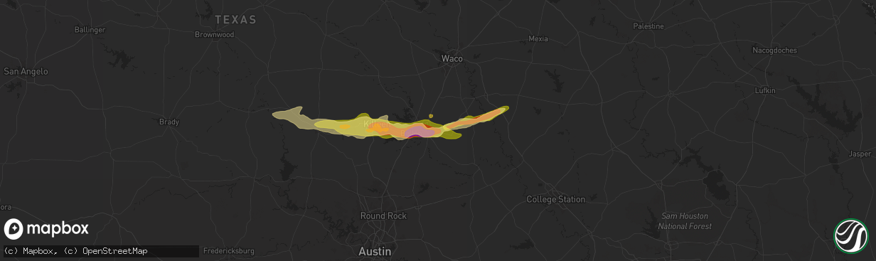 Hail map in Temple, TX on May 12, 2024