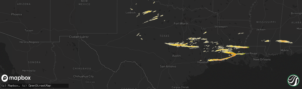 Hail map in Texas on May 12, 2024