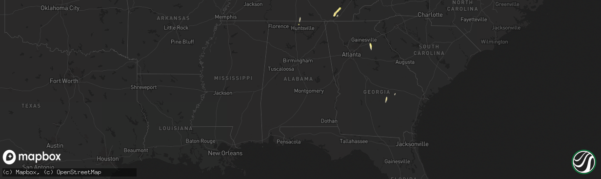Hail map in Alabama on May 12, 2025
