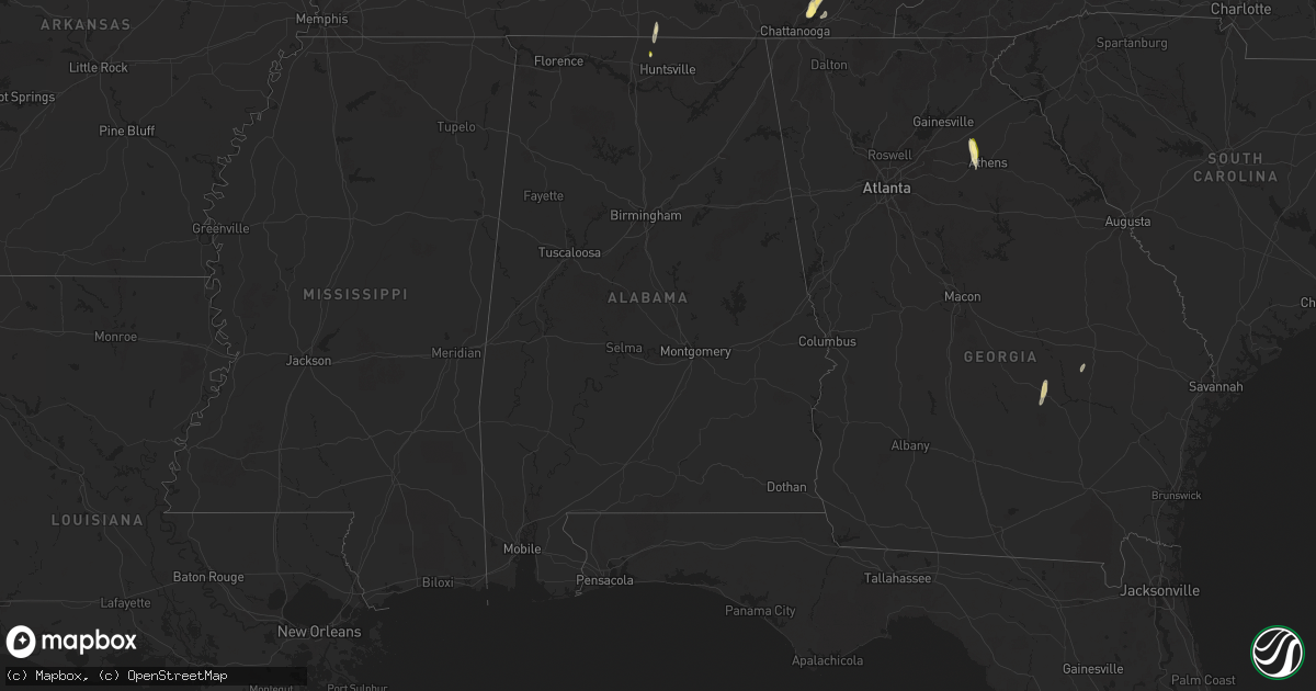 Hail map in Alabama on May 12, 2025