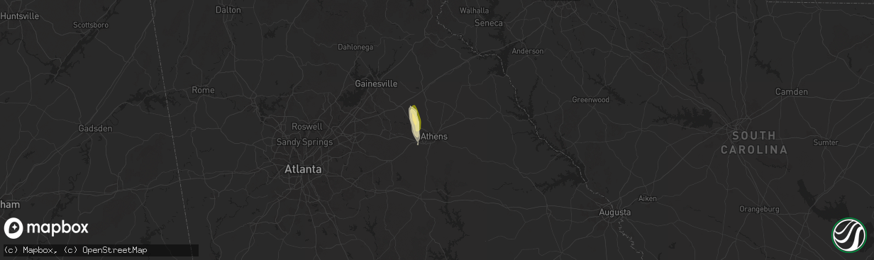 Hail map in Athens, GA on May 12, 2025